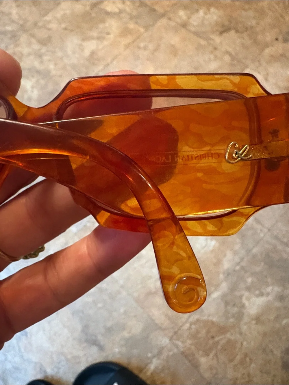 CHRISTIAN LACROIX RetroTransparent Amber Rectangular Women's Glasses